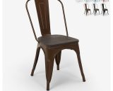 Ahd Amazing Home Design - Chaises industrielles en bois et acier style Tolix pour cuisine et bar Steel Wood | Marron SM9008WOM 7630377901704